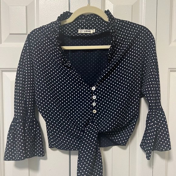 LF Polka Dot Cropped Blouse - Picture 2 of 4